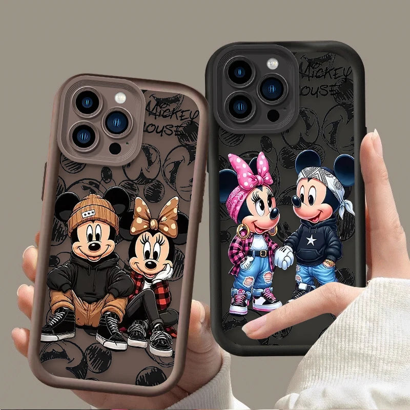 Funda de teléfono de moda Disney Mickey Minnie para iPhone 16 Pro Max 15 14 13 12 11 ProMax X XS XR SE 2020 7 8 Plus, de silicona suave.