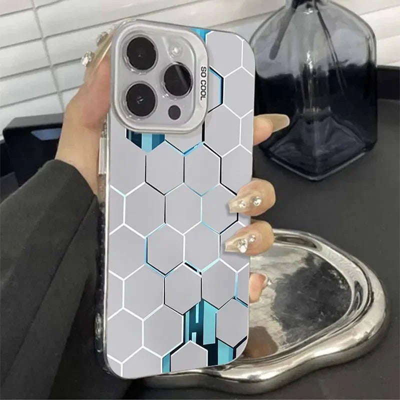 Funda de lujo estilo cubo panal Cyberpunk para iPhone 16 15 14 13 12 11 Xr Xs Max 8 7 Plus , suave, antichoque, estilo Y2K INS.