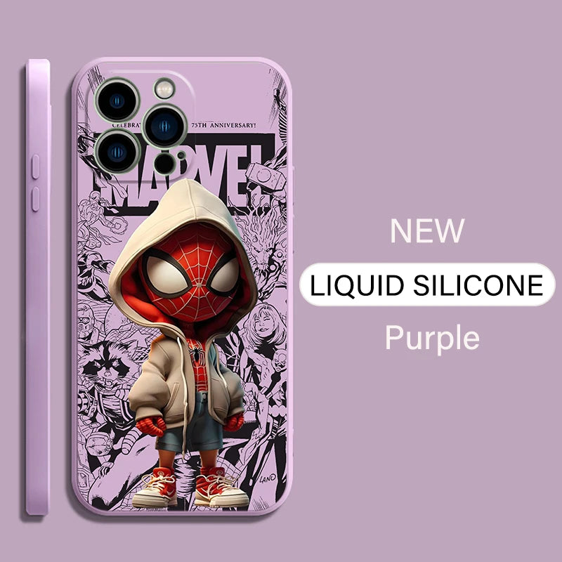 Funda de teléfono Marvel Spiderman Comics para iPhone 15 14 13 12 11 , de silicona líquida suave.