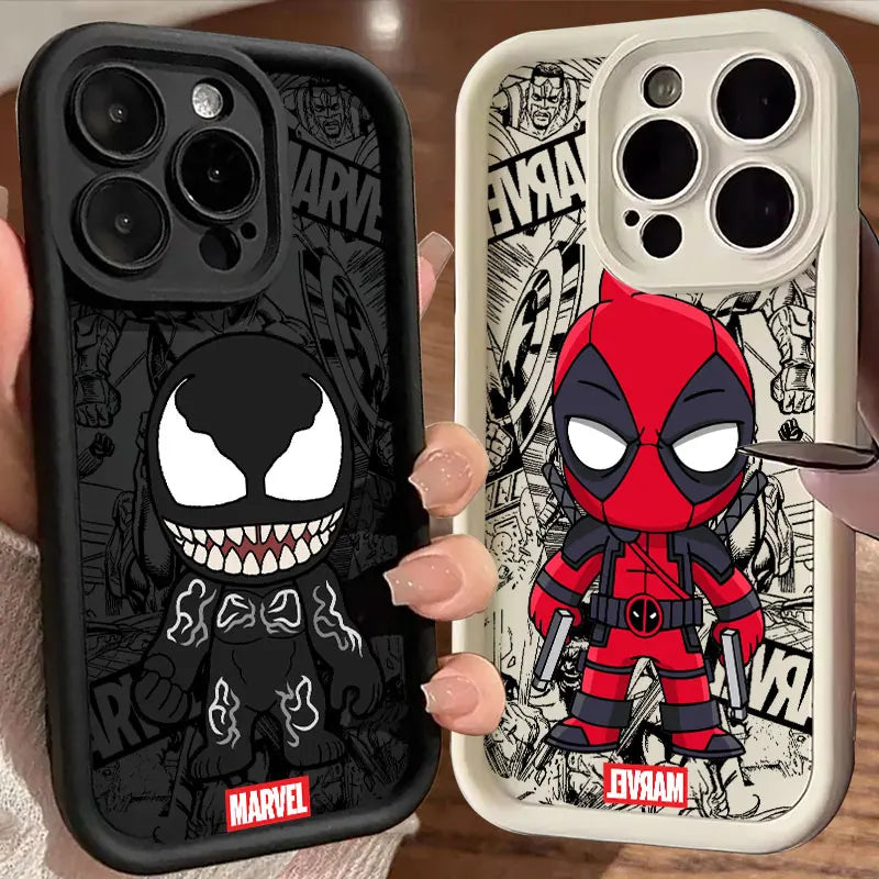 Funda de teléfono Marvel Cartoon Venom Deadpool Groot para iPhone 16, 15, 14, 13, 12 11 X .