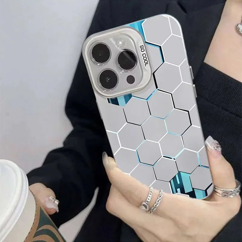 Funda de lujo estilo cubo panal Cyberpunk para iPhone 16 15 14 13 12 11 Xr Xs Max 8 7 Plus , suave, antichoque, estilo Y2K INS.