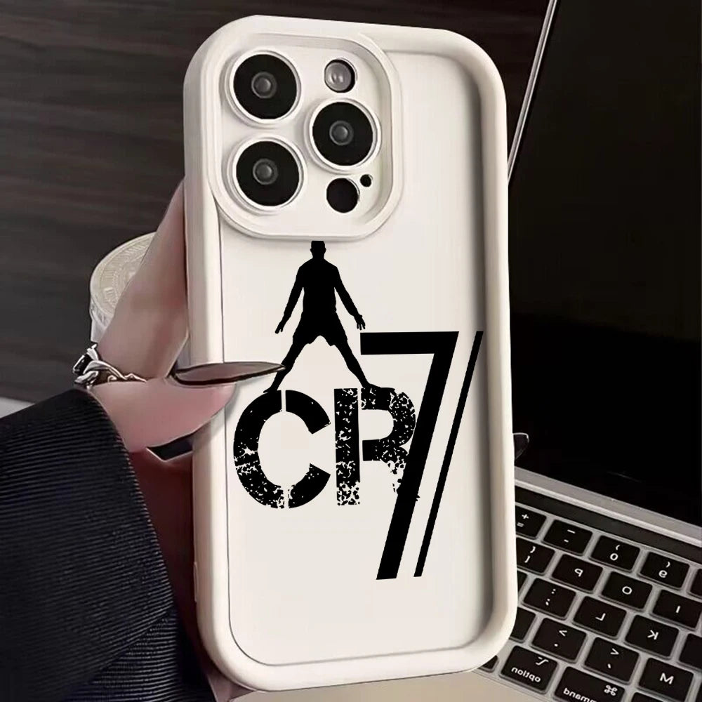 Funda de teléfono Mr. Football C-cR7-R-Ronaldos para iPhone 16 15 14 13 12 11  XR XS , con strap y TPU suave.