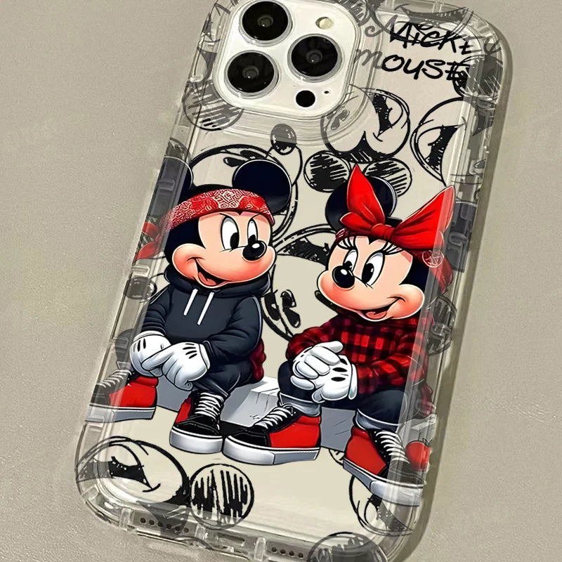 Funda completa antichoque Disney Mickey Minnie Mouse, transparente de TPU para iPhone 16 15 14 13 12 11 XS X XR 8 7.