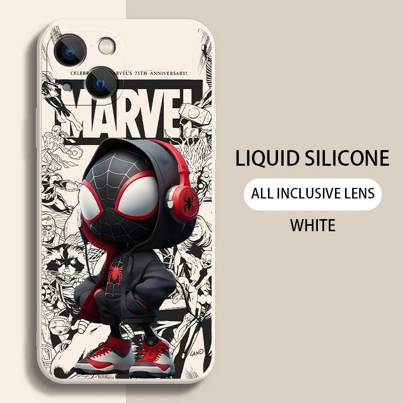 Funda de teléfono Marvel Spiderman Comics para iPhone 15 14 13 12 11 , de silicona líquida suave.