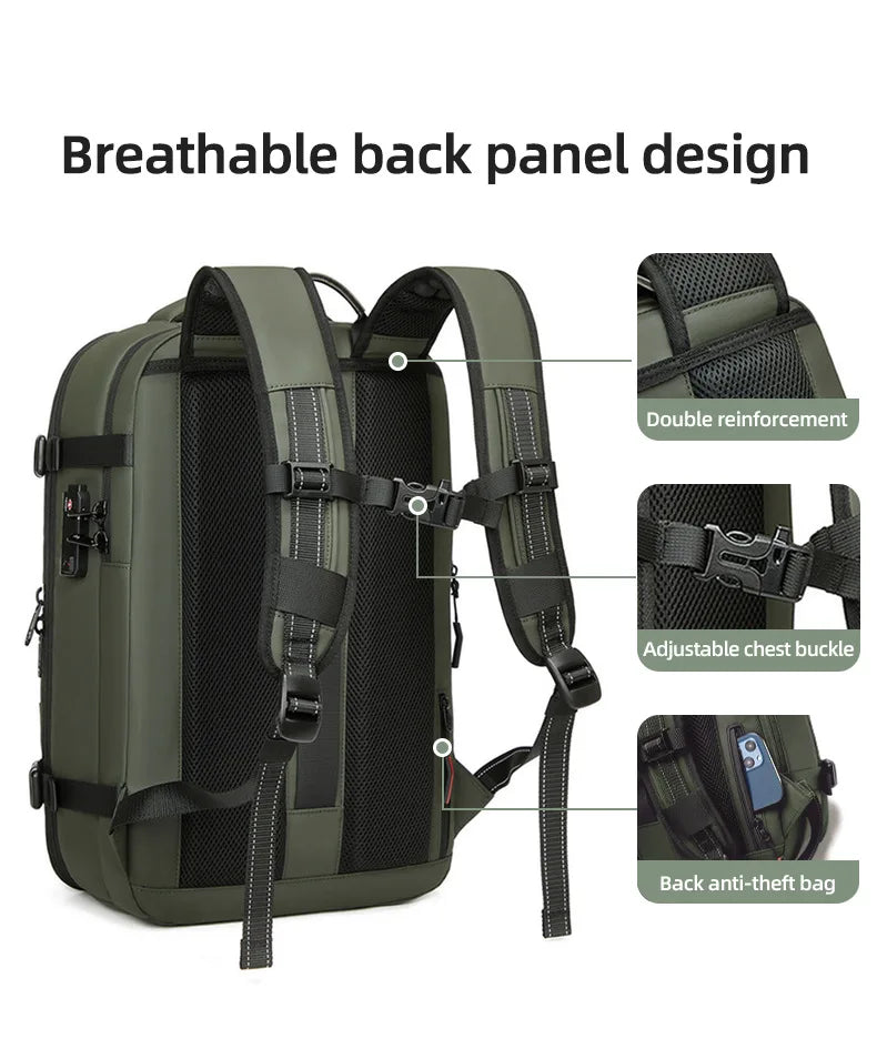 Travel Backpack - Airline Approved Carry-On Luggage Bag, Vacuum Compression, Waterproof, for Laptop, Business and School.