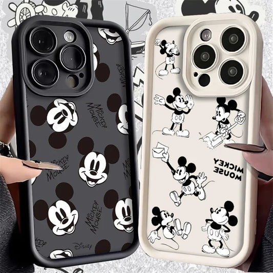 Funda de silicona suave Disney Mickey Mouse Sketch para iPhone 15 14 13 12 11 X XS XR , mate y antichoque.