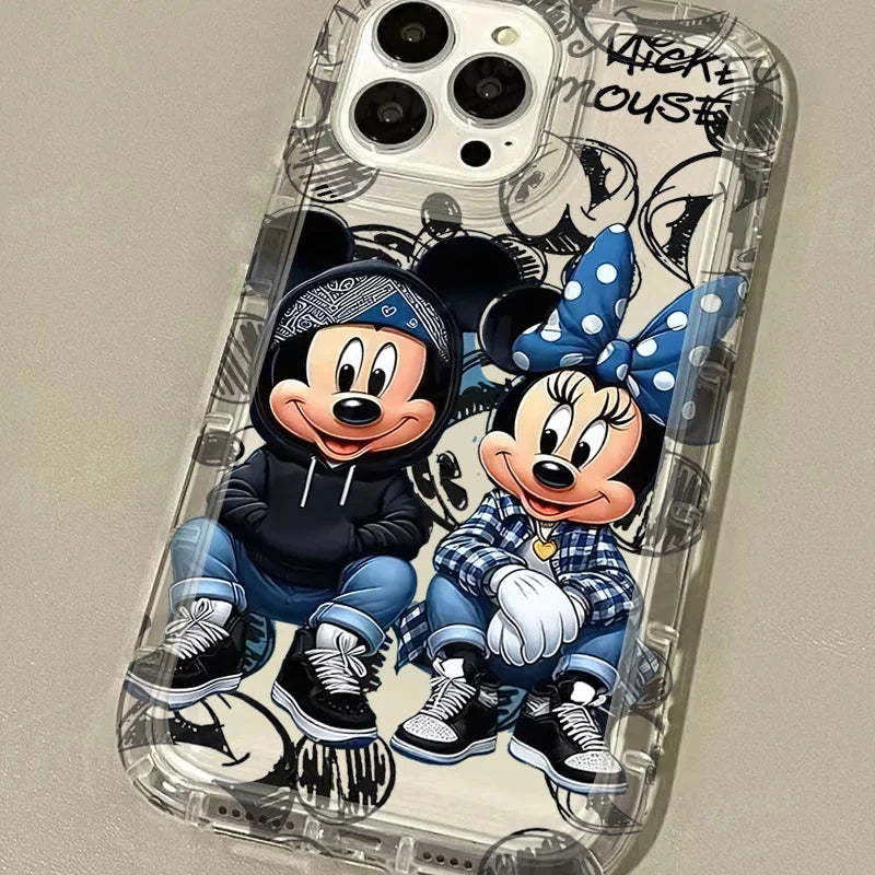 Funda completa antichoque Disney Mickey Minnie Mouse, transparente de TPU para iPhone 16 15 14 13 12 11 XS X XR 8 7.