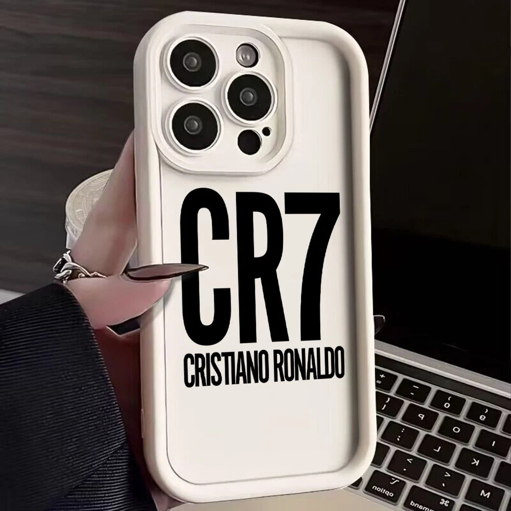 Funda de teléfono Mr. Football C-cR7-R-Ronaldos para iPhone 16 15 14 13 12 11  XR XS , con strap y TPU suave.