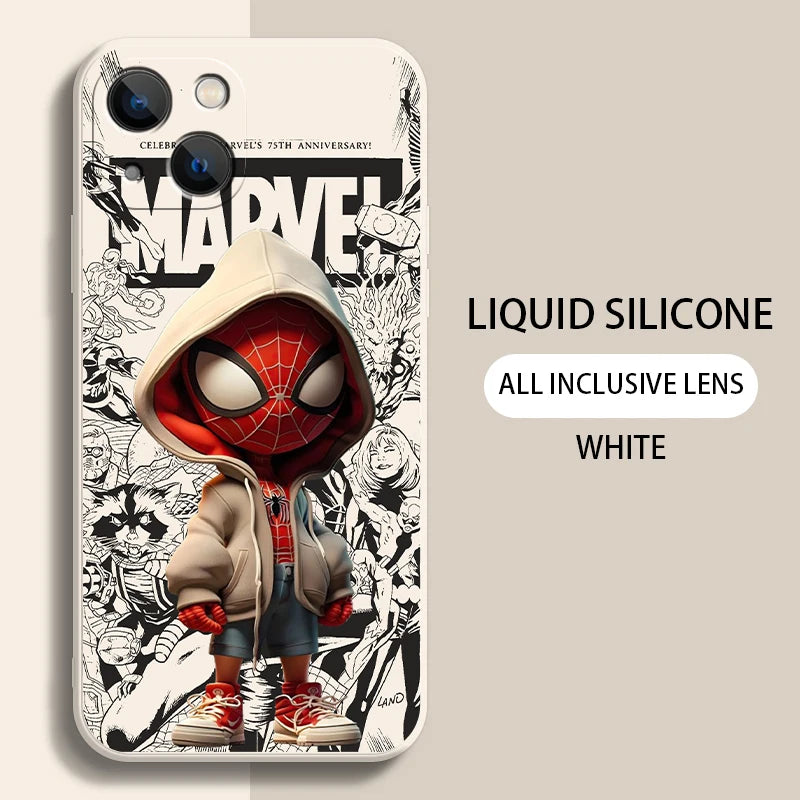 Funda de teléfono Marvel Spiderman Comics para iPhone 15 14 13 12 11 , de silicona líquida suave.