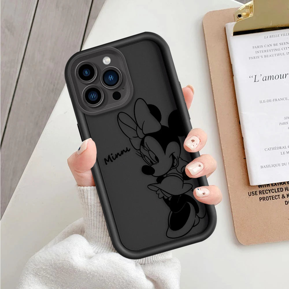 Funda de teléfono de moda Disney Mickey Minnie Mouse, antichoque para iPhone 16 15 14 13 12 11 X XS Max, de TPU suave.