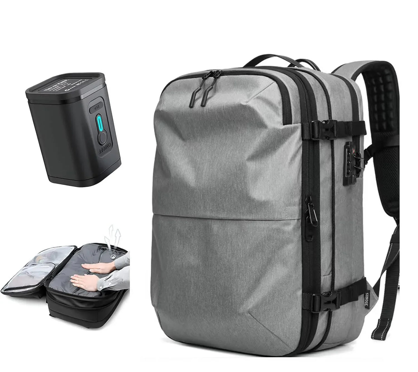 Travel Backpack - Airline Approved Carry-On Luggage Bag, Vacuum Compression, Waterproof, for Laptop, Business and School.