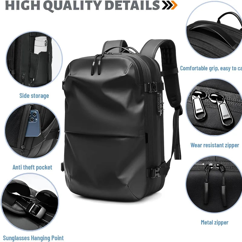 Travel Backpack - Airline Approved Carry-On Luggage Bag, Vacuum Compression, Waterproof, for Laptop, Business and School.