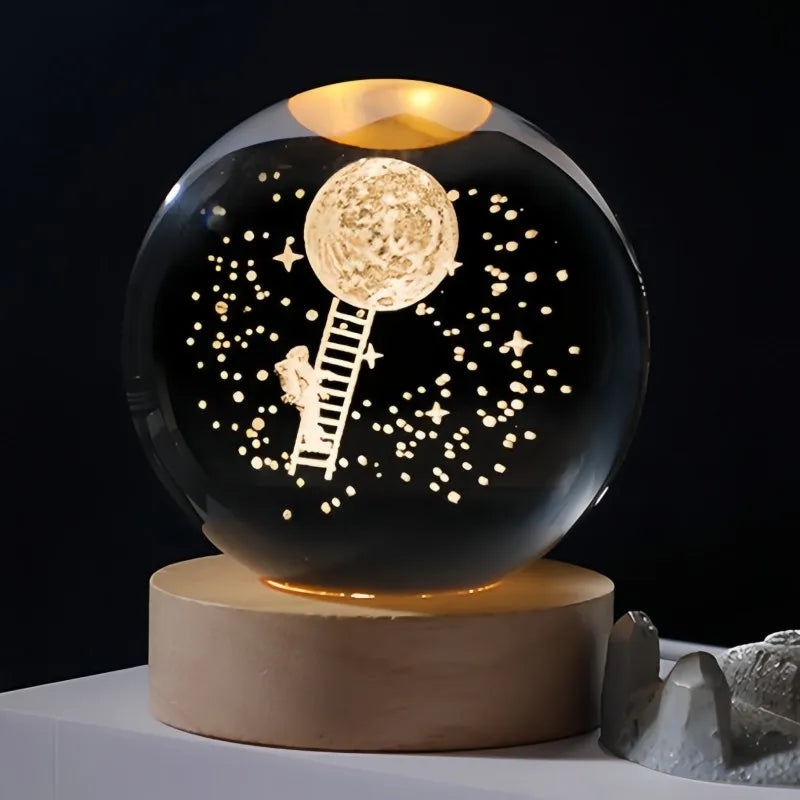 Bola de cristal USB con diseño del sistema solar o luna. Ideal para dormitorios y como regalo para niños. 🎁✨