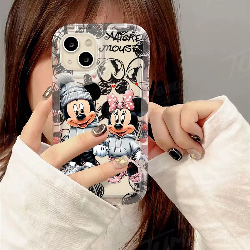 Funda completa antichoque Disney Mickey Minnie Mouse, transparente de TPU para iPhone 16 15 14 13 12 11 XS X XR 8 7.