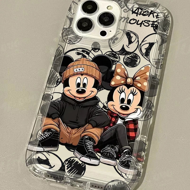 Funda completa antichoque Disney Mickey Minnie Mouse, transparente de TPU para iPhone 16 15 14 13 12 11 XS X XR 8 7.