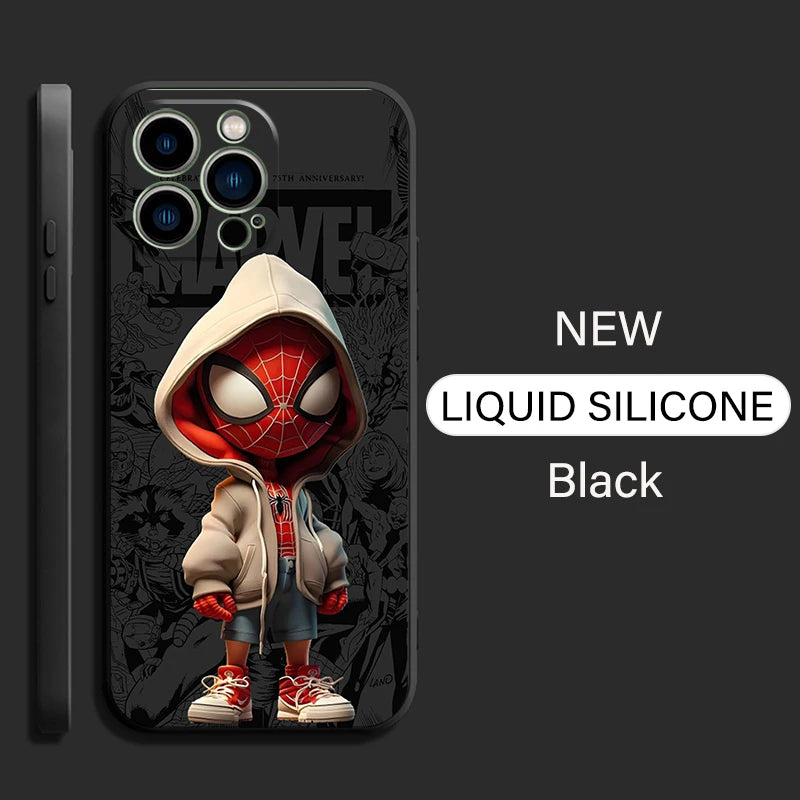 Funda de teléfono Marvel Spiderman Comics para iPhone 15 14 13 12 11 , de silicona líquida suave.