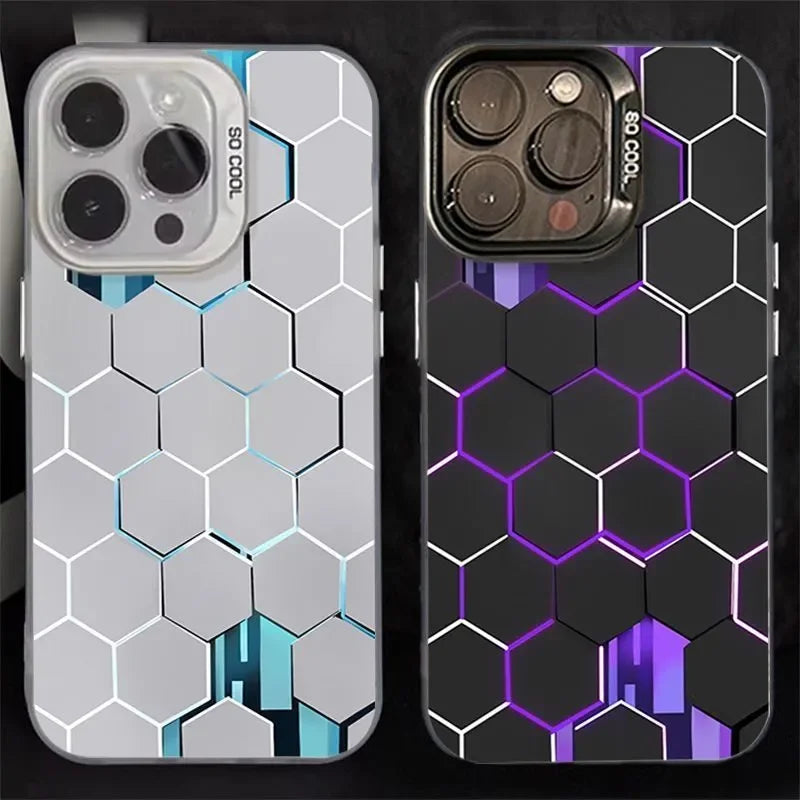 Funda de lujo estilo cubo panal Cyberpunk para iPhone 16 15 14 13 12 11 Xr Xs Max 8 7 Plus , suave, antichoque, estilo Y2K INS.