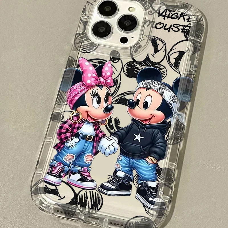 Funda completa antichoque Disney Mickey Minnie Mouse, transparente de TPU para iPhone 16 15 14 13 12 11 XS X XR 8 7.