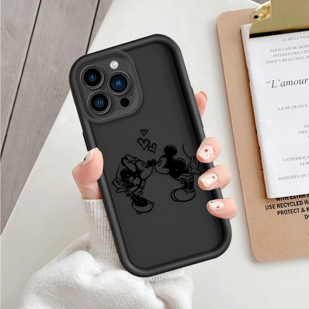 Funda de teléfono de moda Disney Mickey Minnie Mouse, antichoque para iPhone 16 15 14 13 12 11 X XS Max, de TPU suave.