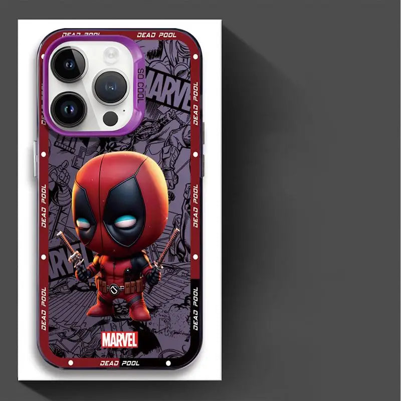 Funda de teléfono Marvel Ironman Deadpool para iPhone 16 15 14 13 12 11 , mate.