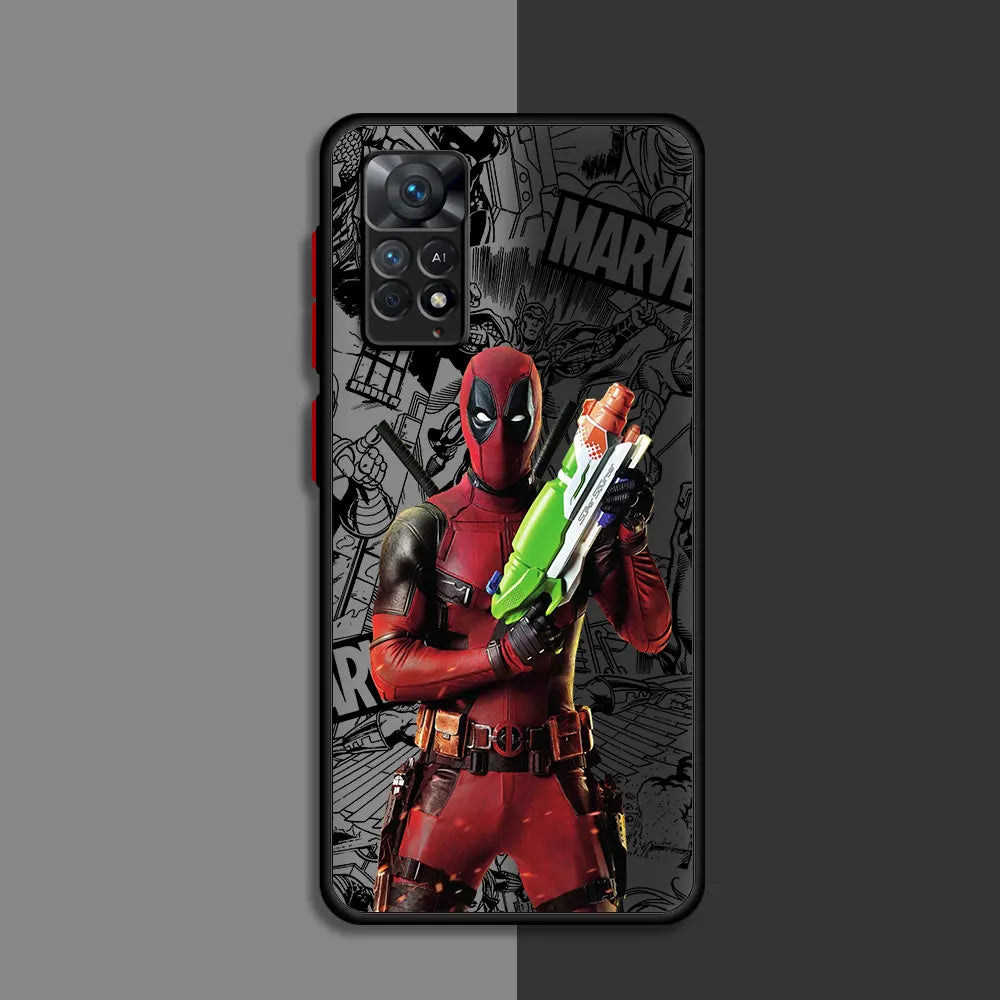 Funda para teléfono Xiaomi Redmi Note  11S 12S 10S 11 Pro 10 Pro 11T 12 13 Pro, mate Marvel Deadpool, clara y dura PC.