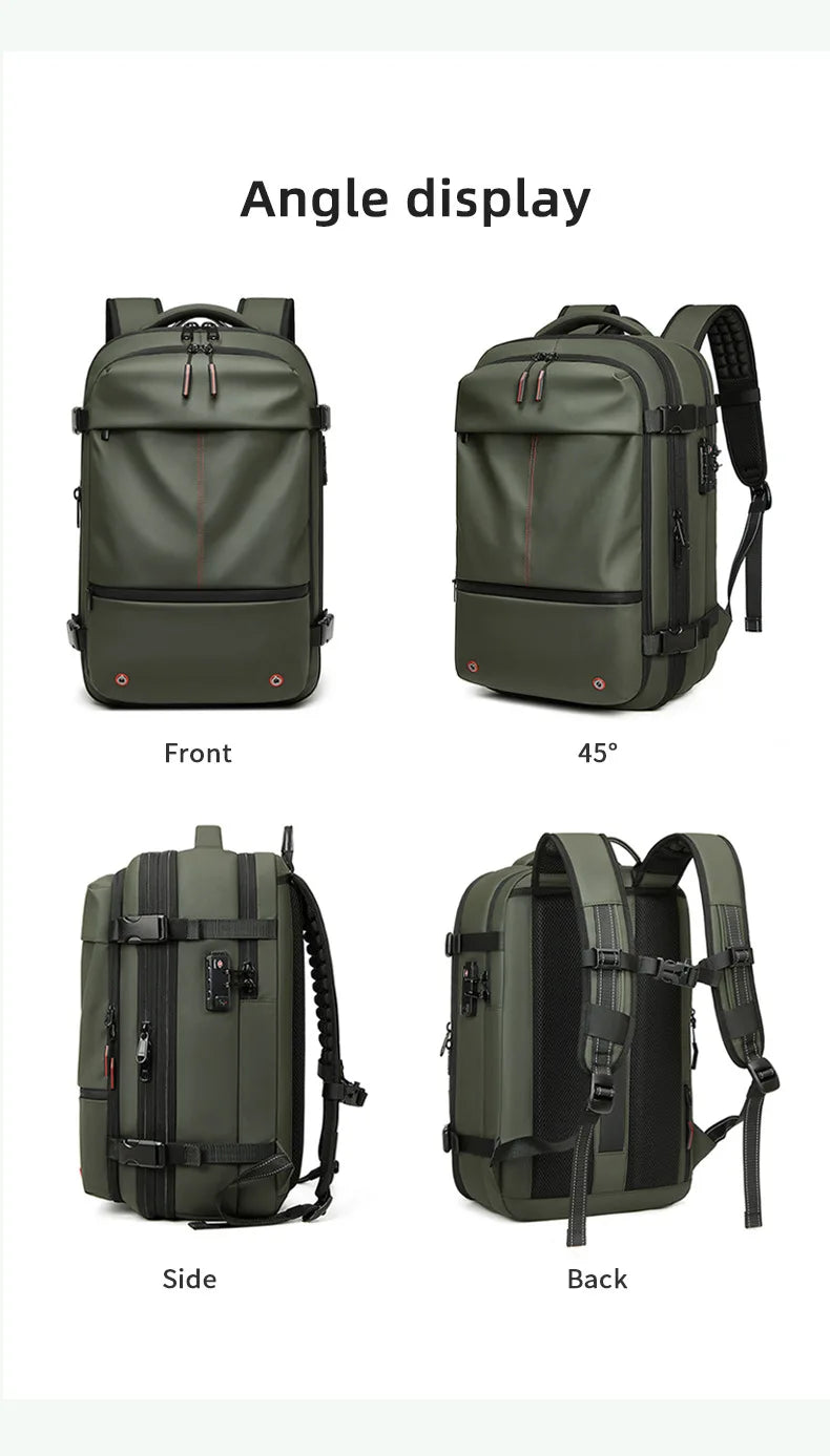 Travel Backpack - Airline Approved Carry-On Luggage Bag, Vacuum Compression, Waterproof, for Laptop, Business and School.