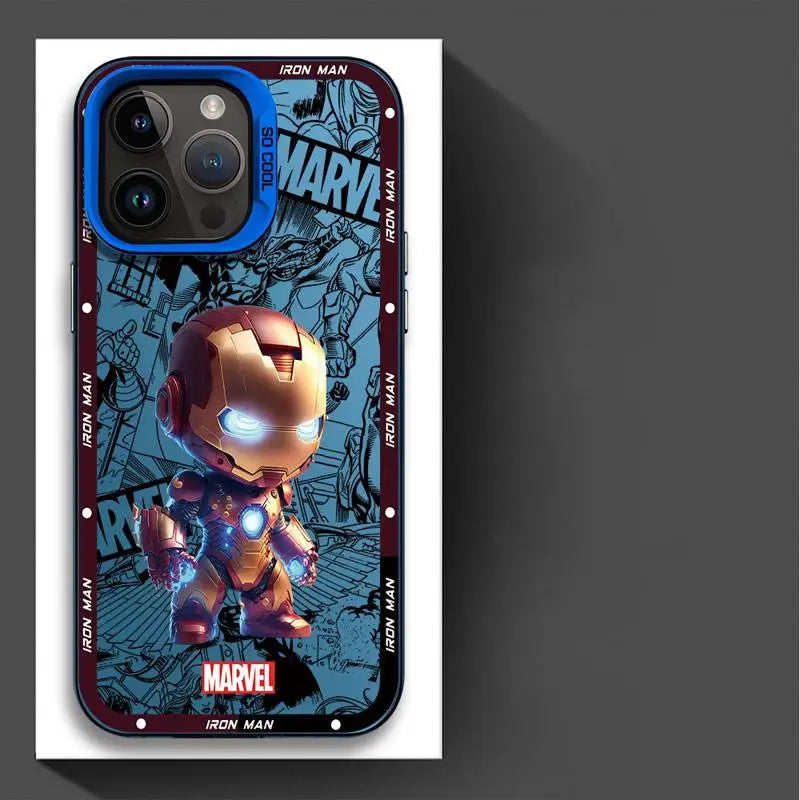 Funda de teléfono Marvel Ironman Deadpool para iPhone 16 15 14 13 12 11 , mate.