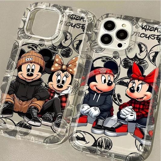 Funda completa antichoque Disney Mickey Minnie Mouse, transparente de TPU para iPhone 16 15 14 13 12 11 XS X XR 8 7.