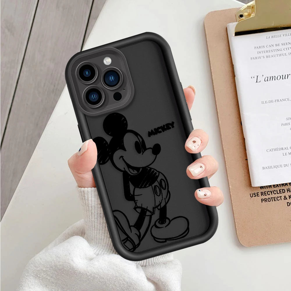 Funda de teléfono de moda Disney Mickey Minnie Mouse, antichoque para iPhone 16 15 14 13 12 11 X XS Max, de TPU suave.